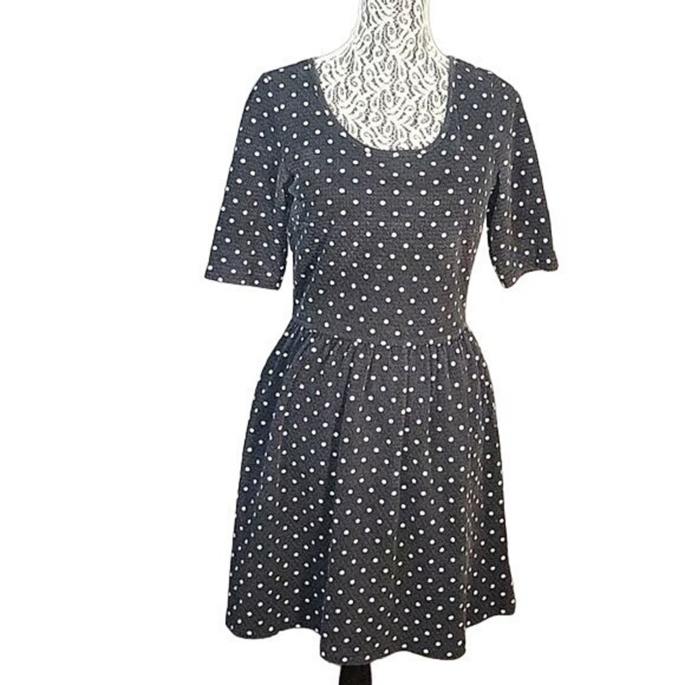 MAISON JULES‎ Women's Polkadot Retro Pin-up fit and flare dress size M Black